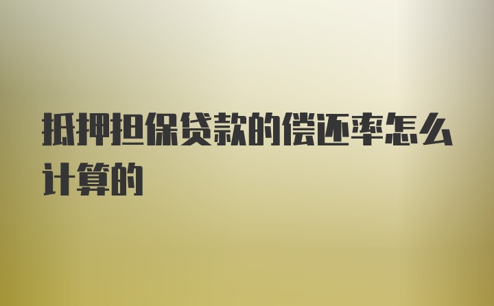 抵押担保贷款的偿还率怎么计算的