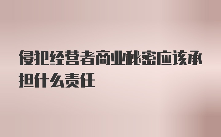 侵犯经营者商业秘密应该承担什么责任