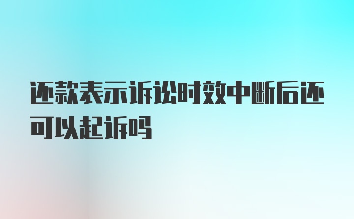 还款表示诉讼时效中断后还可以起诉吗