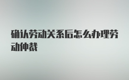 确认劳动关系后怎么办理劳动仲裁