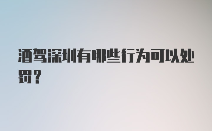 酒驾深圳有哪些行为可以处罚？