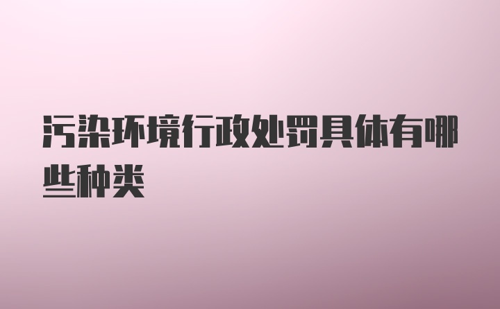 污染环境行政处罚具体有哪些种类