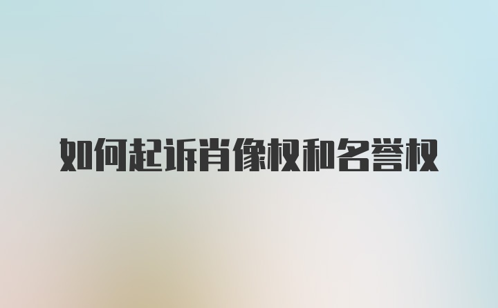 如何起诉肖像权和名誉权