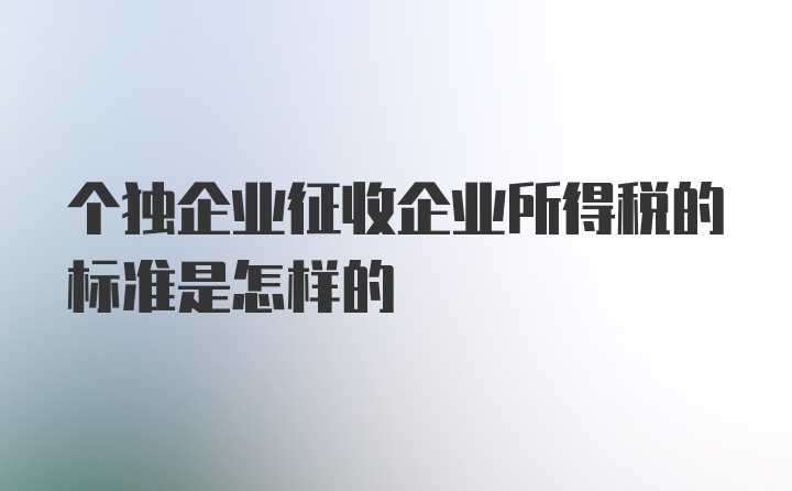 个独企业征收企业所得税的标准是怎样的