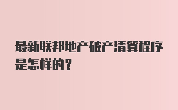 最新联邦地产破产清算程序是怎样的？