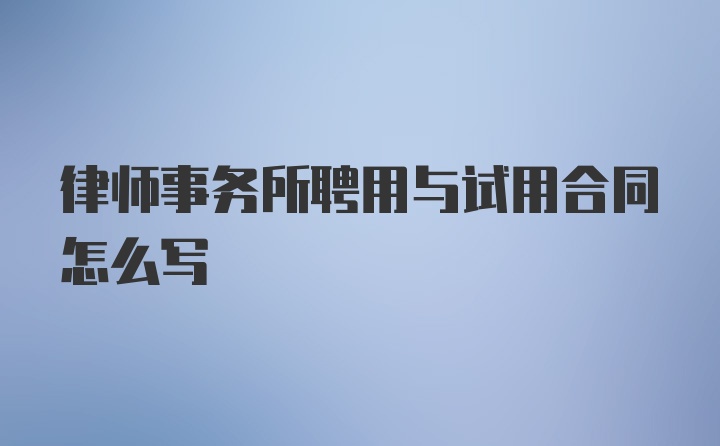 律师事务所聘用与试用合同怎么写