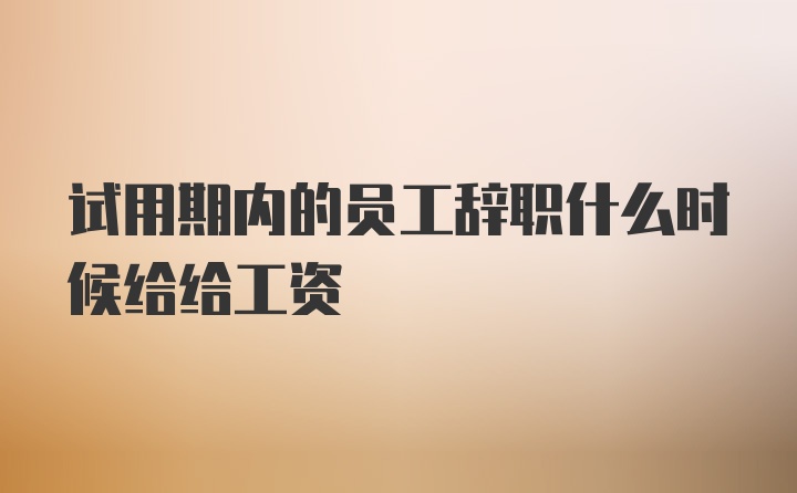 试用期内的员工辞职什么时候给给工资