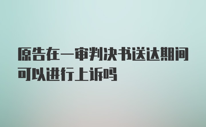 原告在一审判决书送达期间可以进行上诉吗