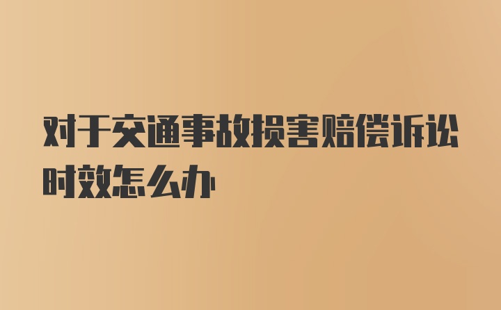 对于交通事故损害赔偿诉讼时效怎么办