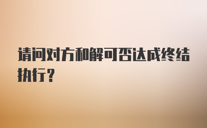 请问对方和解可否达成终结执行？