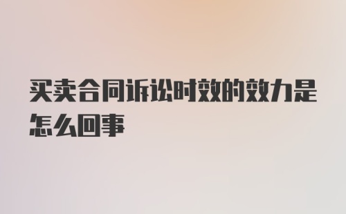 买卖合同诉讼时效的效力是怎么回事