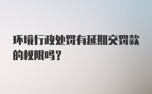 环境行政处罚有延期交罚款的权限吗?