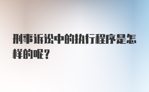 刑事诉讼中的执行程序是怎样的呢？