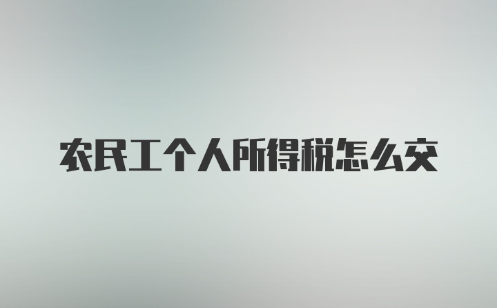 农民工个人所得税怎么交