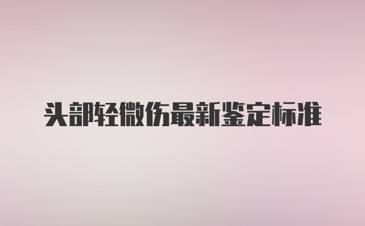 头部轻微伤最新鉴定标准