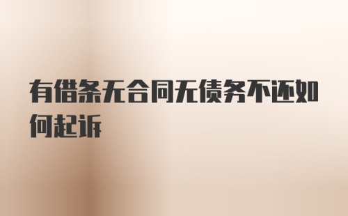 有借条无合同无债务不还如何起诉