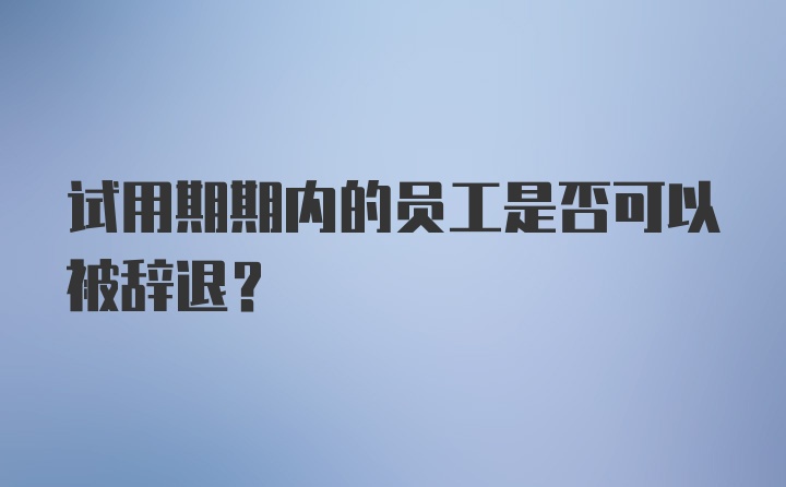 试用期期内的员工是否可以被辞退？