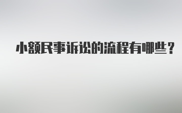 小额民事诉讼的流程有哪些？