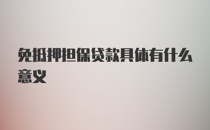 免抵押担保贷款具体有什么意义