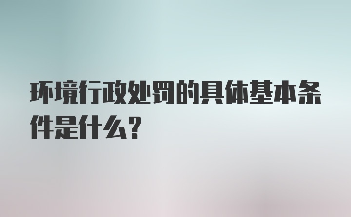 环境行政处罚的具体基本条件是什么?