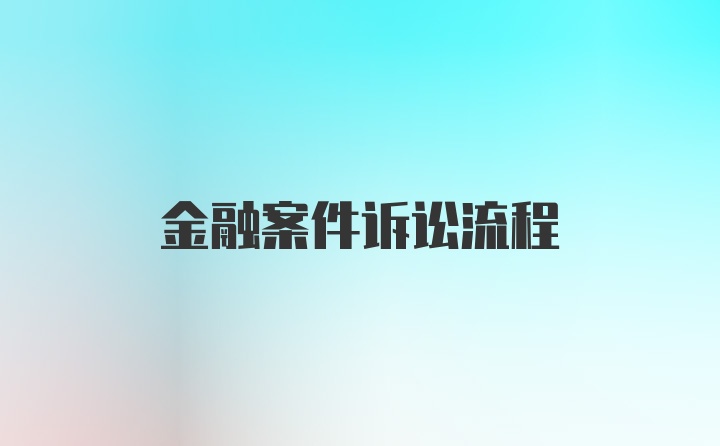 金融案件诉讼流程