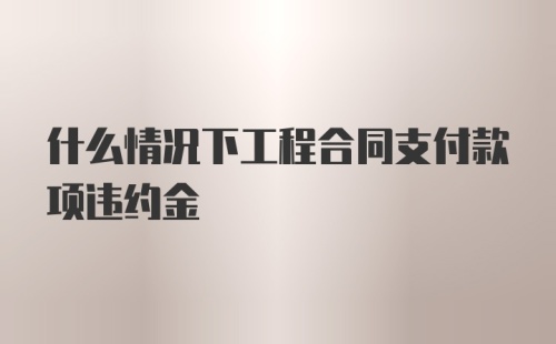 什么情况下工程合同支付款项违约金