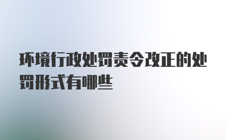 环境行政处罚责令改正的处罚形式有哪些