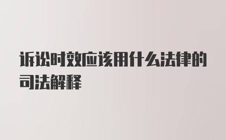 诉讼时效应该用什么法律的司法解释