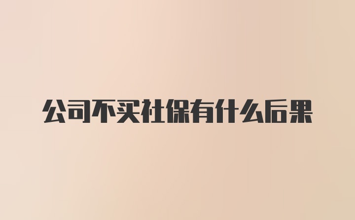 公司不买社保有什么后果