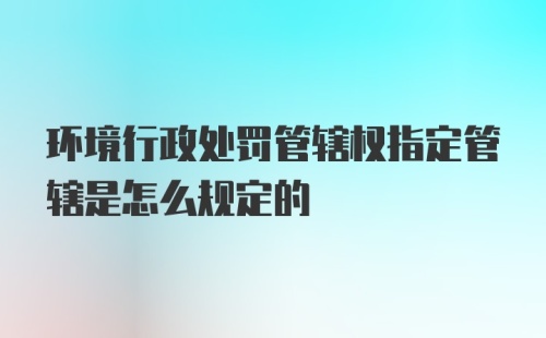 环境行政处罚管辖权指定管辖是怎么规定的