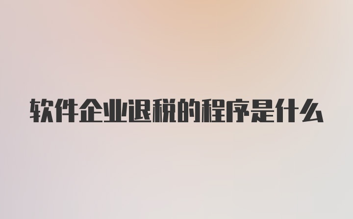 软件企业退税的程序是什么