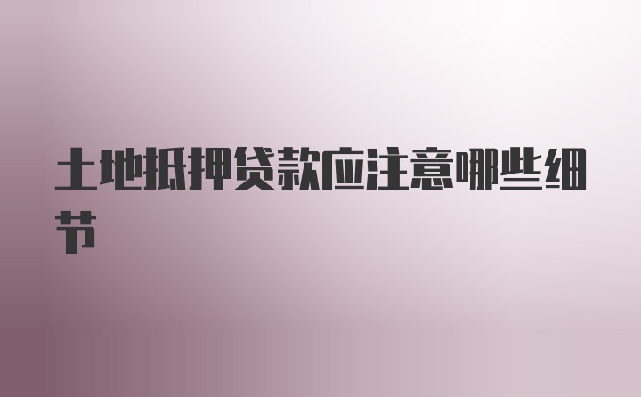土地抵押贷款应注意哪些细节