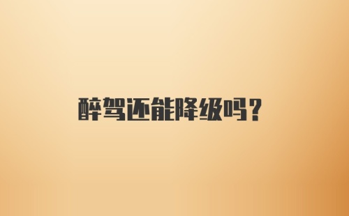 醉驾还能降级吗？