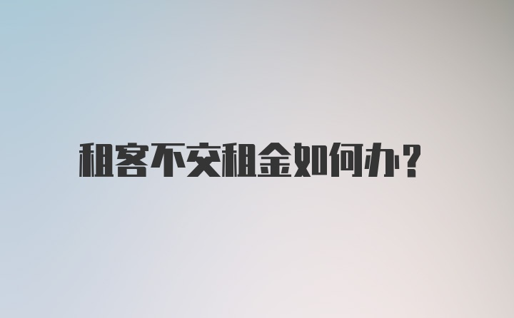 租客不交租金如何办？