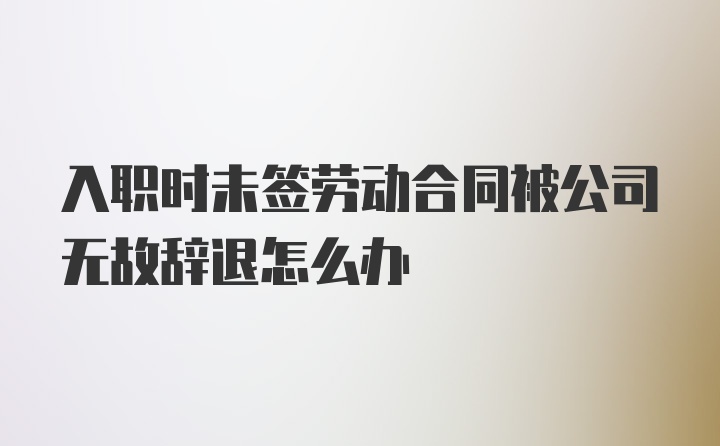 入职时未签劳动合同被公司无故辞退怎么办