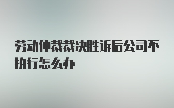 劳动仲裁裁决胜诉后公司不执行怎么办