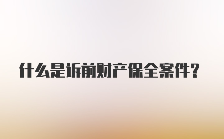 什么是诉前财产保全案件？