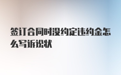 签订合同时没约定违约金怎么写诉讼状