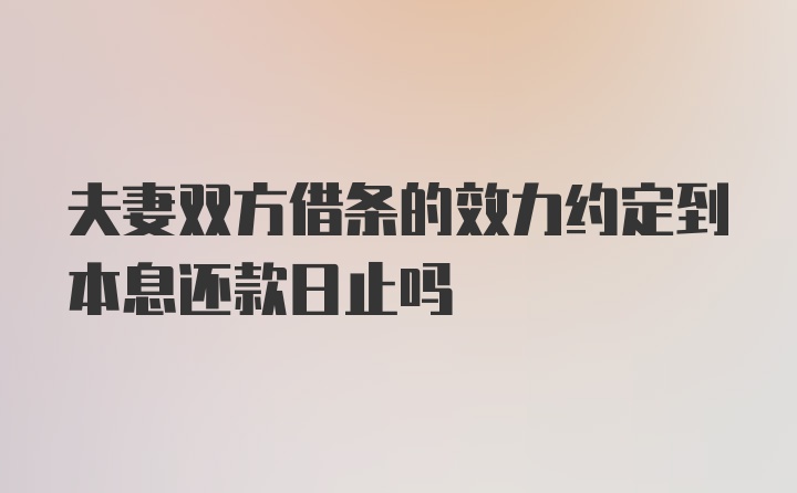 夫妻双方借条的效力约定到本息还款日止吗