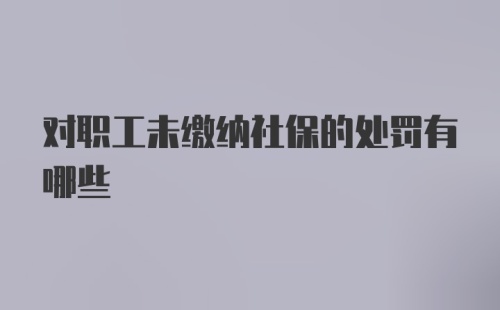 对职工未缴纳社保的处罚有哪些