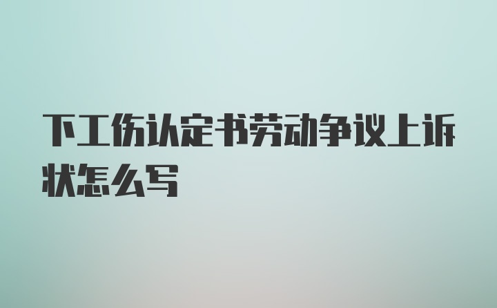 下工伤认定书劳动争议上诉状怎么写