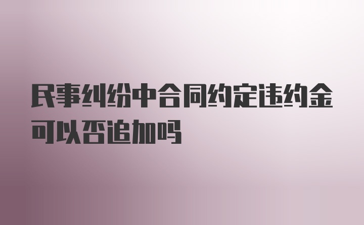 民事纠纷中合同约定违约金可以否追加吗