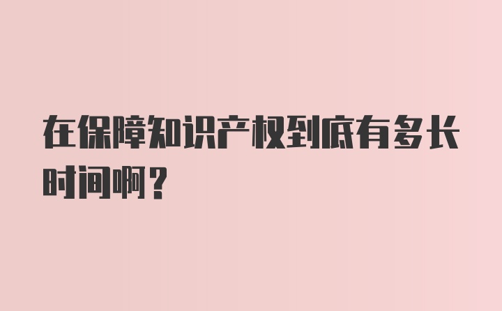 在保障知识产权到底有多长时间啊？