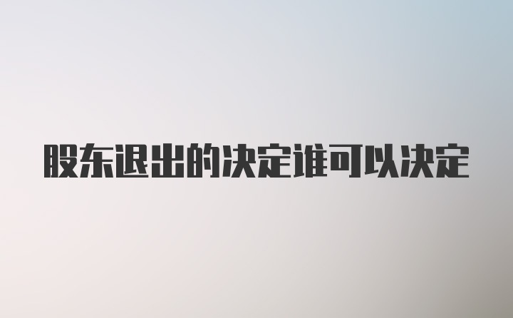 股东退出的决定谁可以决定