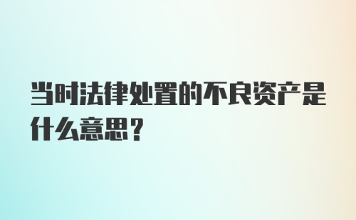 当时法律处置的不良资产是什么意思？