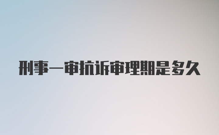 刑事一审抗诉审理期是多久