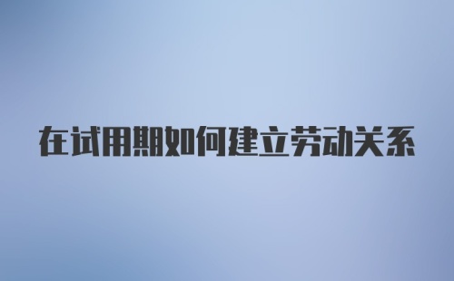 在试用期如何建立劳动关系