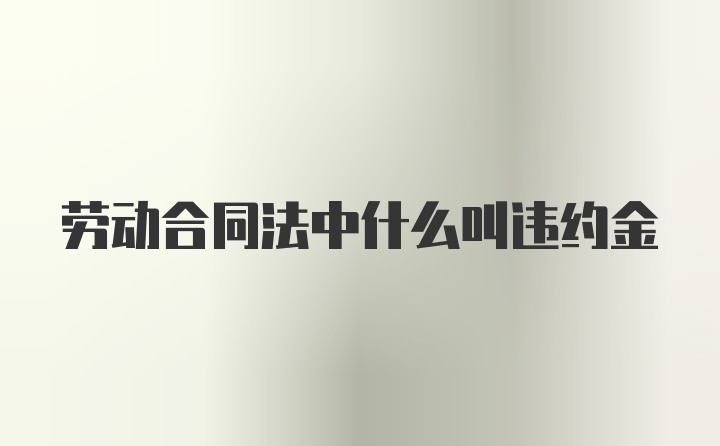 劳动合同法中什么叫违约金