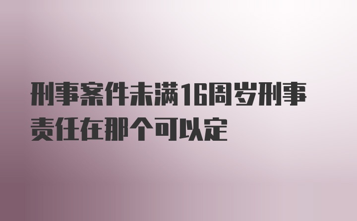 刑事案件未满16周岁刑事责任在那个可以定