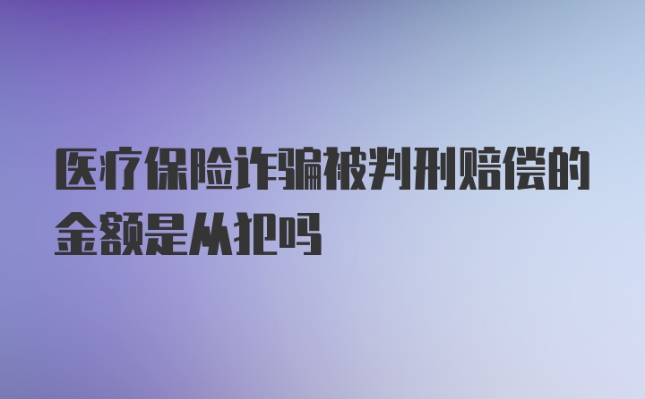 医疗保险诈骗被判刑赔偿的金额是从犯吗